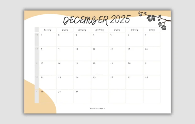 Maandkalender December 2025