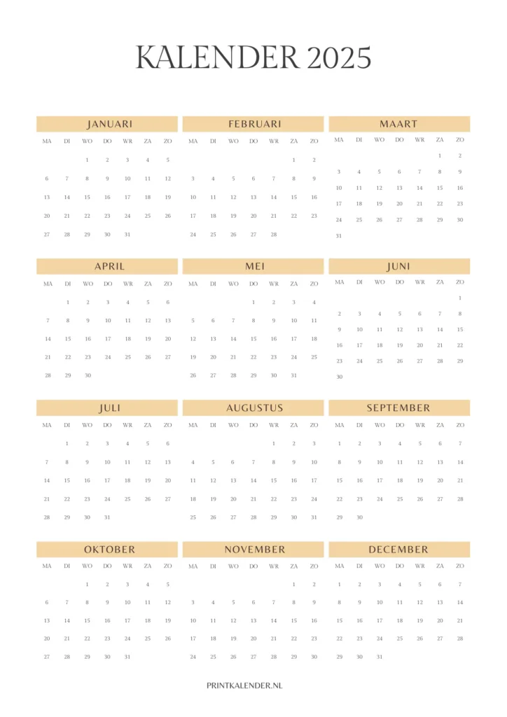 kalender 2025 gratis afdrukken